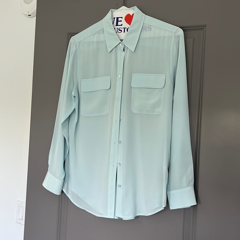 Blue 100% silk Blouse